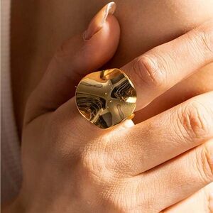 Anthropologie Shiny Adjustable Gold Ring